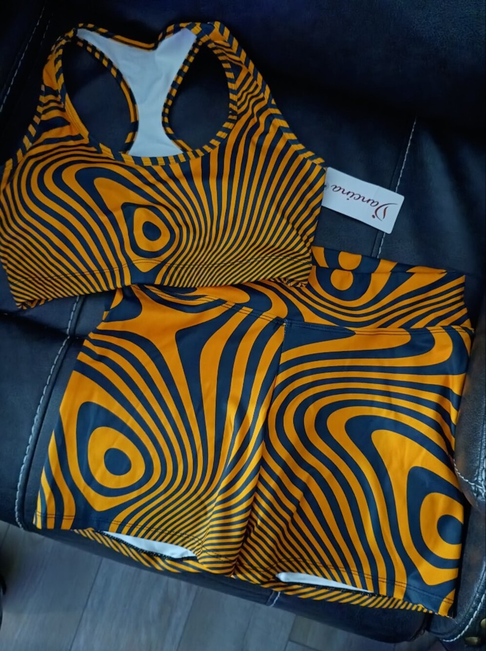 Orange & Black Geometric  Square Set